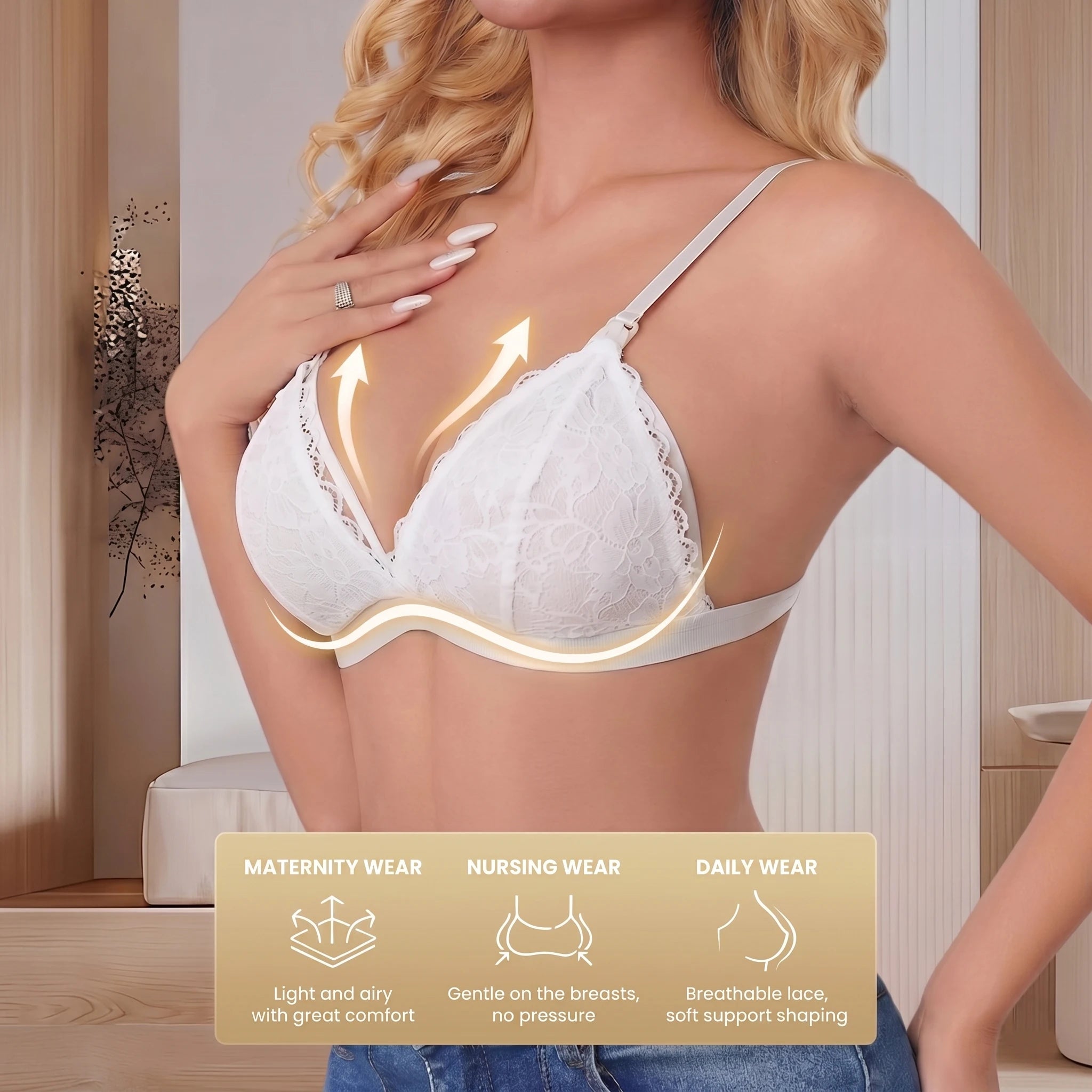 White Lace Maternity Nursing Bra