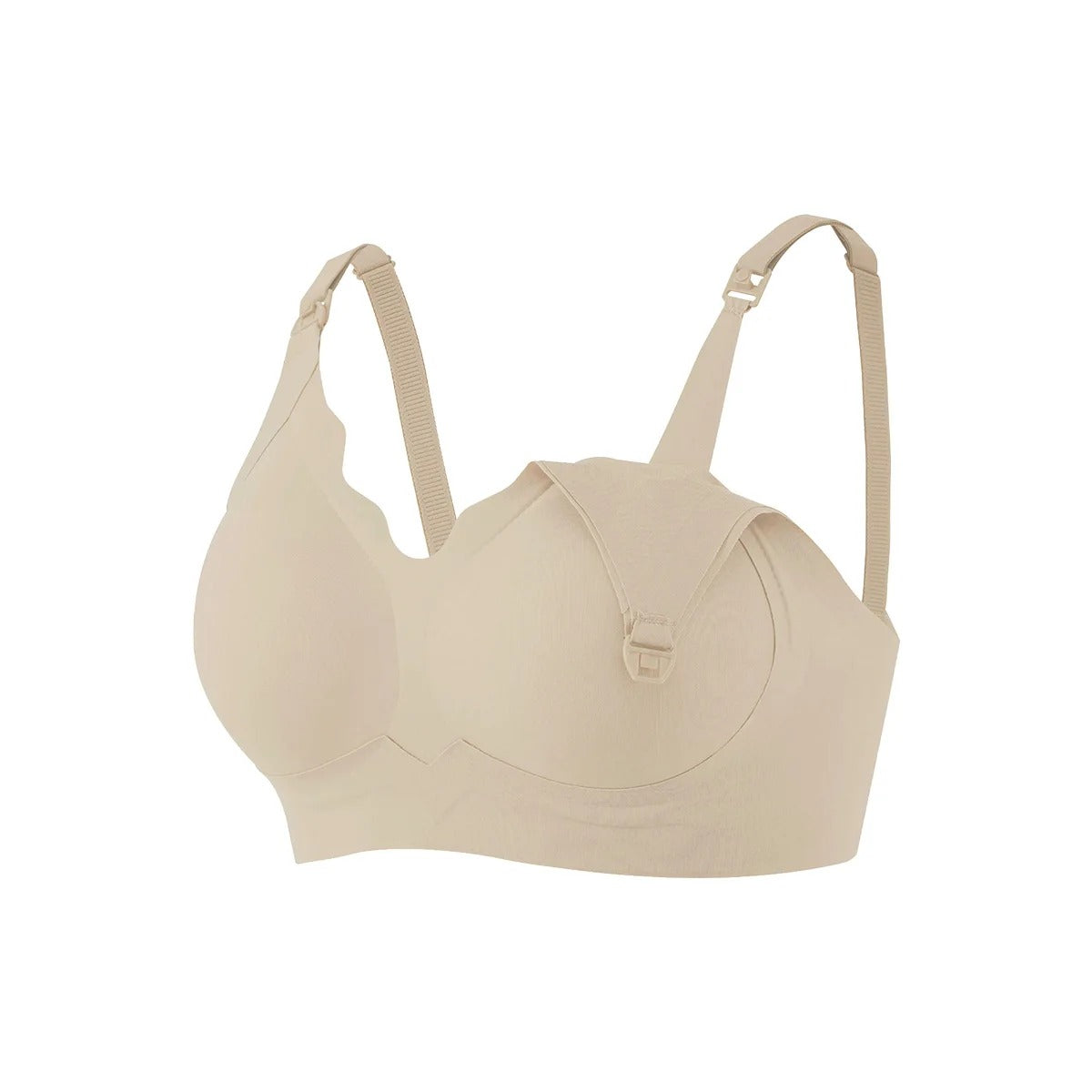 V-Neck Seamless Nursing Bra | Wire-Free Gathered Support with Wave Trim